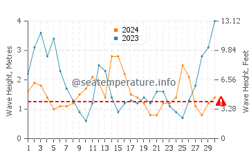 Waves height in Muriwai in June