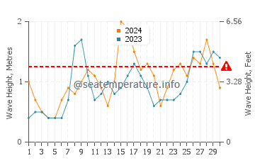 Waves height in Playa del Vao in June