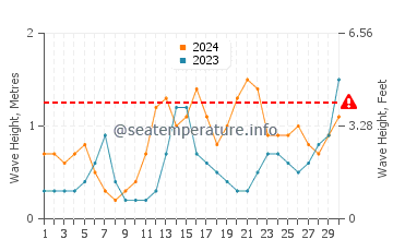 Waves height in Salinas del Carmen in June