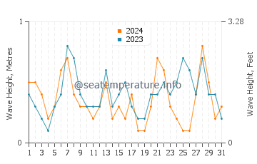 Waves height in Cala en Porter in July