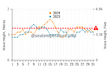 Waves height in Electric Beach in July