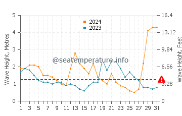 Waves height in Eleebana in July