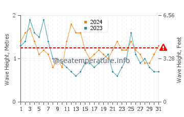 Waves height in First Beach in July