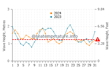 Waves height in Las Puntas in July