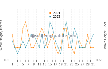 Waves height in Playa de Regla in July