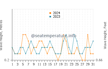 Waves height in Playa de Rompeculos in July