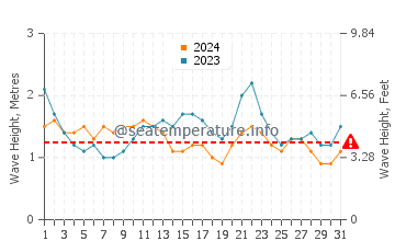 Waves height in Playa de Salinetas in July