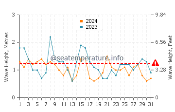 Waves height in Playa del Vao in July