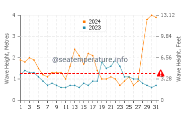 Waves height in Potato Point in July