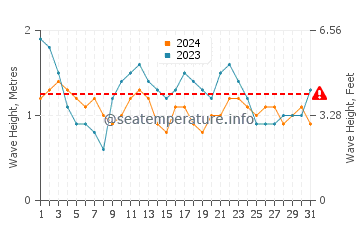 Waves height in Punta Brava in July