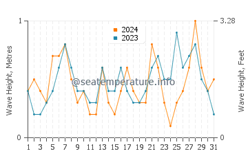 Waves height in Ses Salines in July