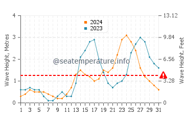 Waves height in Tangal in July