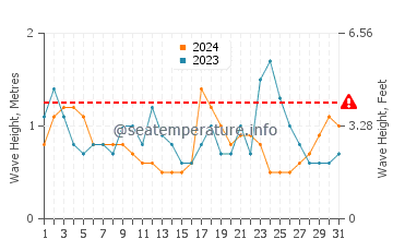 Waves height in Tasikona in July