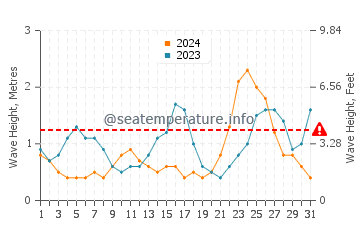 Waves height in Tomigusuku in July