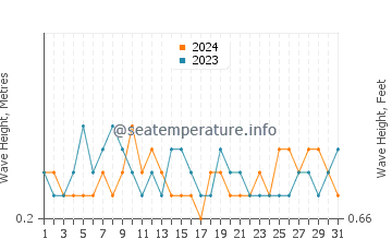 Waves height in Toyohama in July