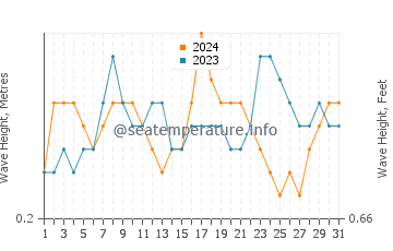 Waves height in Tual in July