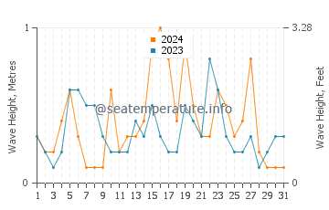 Waves height in Whyalla in July