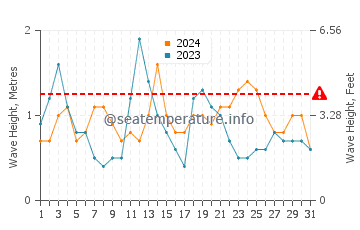 Waves height in Aldan in August