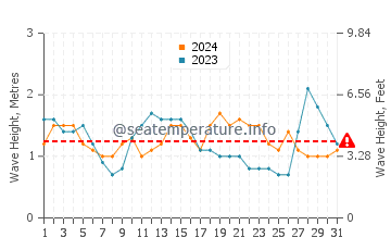 Waves height in Anaza in August