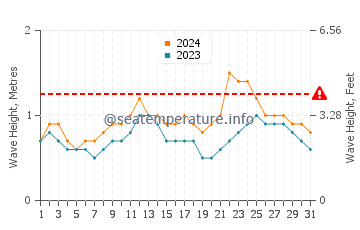 Waves height in Arawa in August