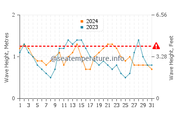 Waves height in Arguineguin in August