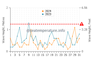 Waves height in Basin Head in August