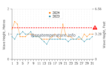 Waves height in Bereeda in August