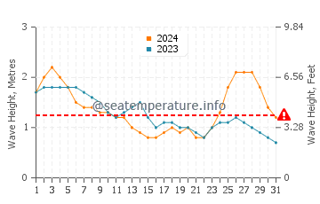 Waves height in Bilimora in August