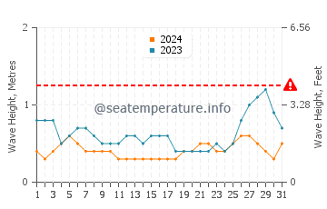 Waves height in Biri in August
