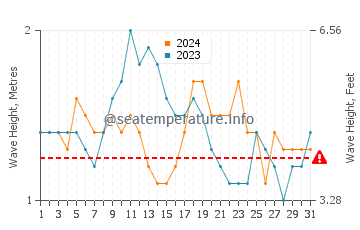Altura de las olas en Brava en agosto