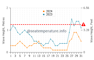 Waves height in Caminauit in August