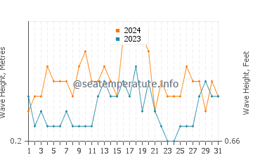 Waves height in Cap Skirring in August