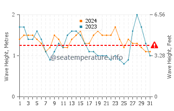 Waves height in Cofete in August