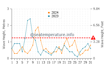 Waves height in Debki in August