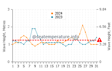 Waves height in Electric Beach in August