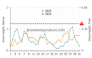 Waves height in Espalmador in August