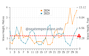 Waves height in Flinders Island in August