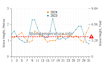 Waves height in Flores Island in August