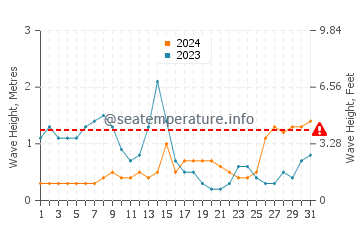 Waves height in Fuji in August