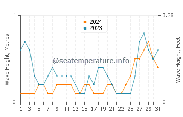 Waves height in Iraray in August