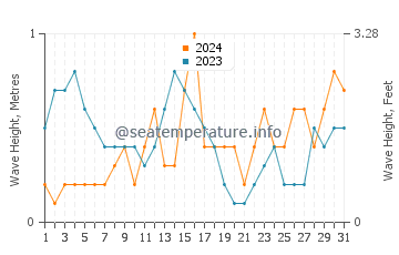 Waves height in Kisarazu in August