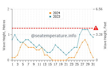 Waves height in Magdiwang in August