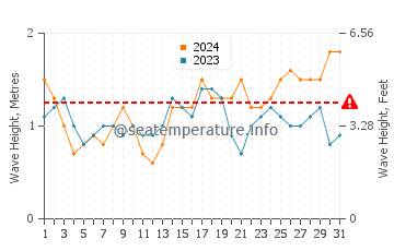 Waves height in Mannar in August