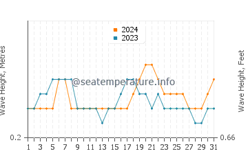 Waves height in Manokwari in August