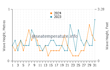 Waves height in Manomet in August