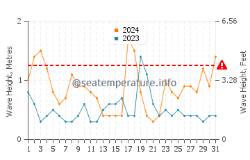 Waves height in Matarangi in August
