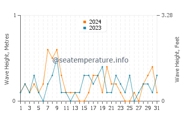 Waves height in Mount Sinai in August