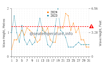 Waves height in Neyland in August