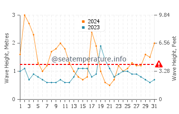 Waves height in Ngunguru in August