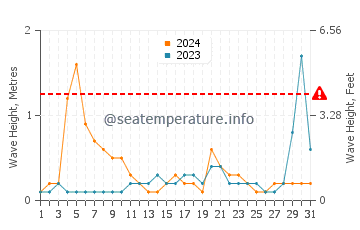Waves height in Palmetto in August